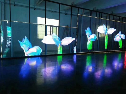Tela LED de vidro transparente de alta transparência com amplo ângulo de visão e baixo consumo de energia para uso interno e externo