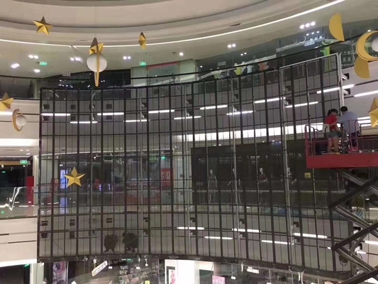 Tela de LED interna/externa de alta transparência com amplo ângulo de visão