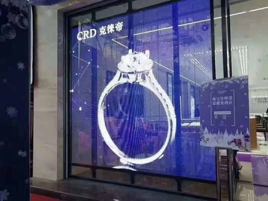 Tela de LED transparente montada na parede/teto/chão para interior/exterior