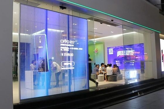 ISO14001 Interativo Criativo Transparente Led Window Display ODM Para Shopping Centers
