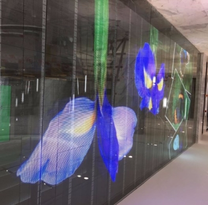 220W/ M2 da exposição transparente 5000nits 7.8mm do diodo emissor de luz Mesh Screen Outdoor Glass Window