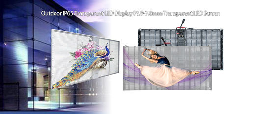 HD P3.9mm Vidro transparente LED Grade Screen Window Display 4500cd/ M2