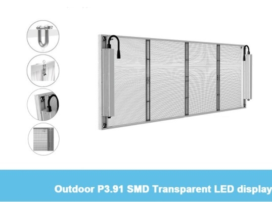 A tela conduzida de vidro transparente HD de P3.91mm 1R1G1B conduziu Mesh Video Wall ISO9001