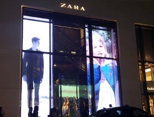 A tela video transparente RGB da parede do diodo emissor de luz de AC85V conduziu a tela de exposição da janela