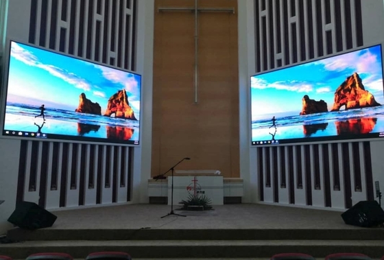 Armário de alumínio completo interno pequeno da exposição de diodo emissor de luz 192x192mm da cor do pixel P3 para a igreja