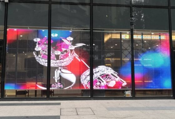 220W/ M2 da exposição transparente 5000nits 7.8mm do diodo emissor de luz Mesh Screen Outdoor Glass Window